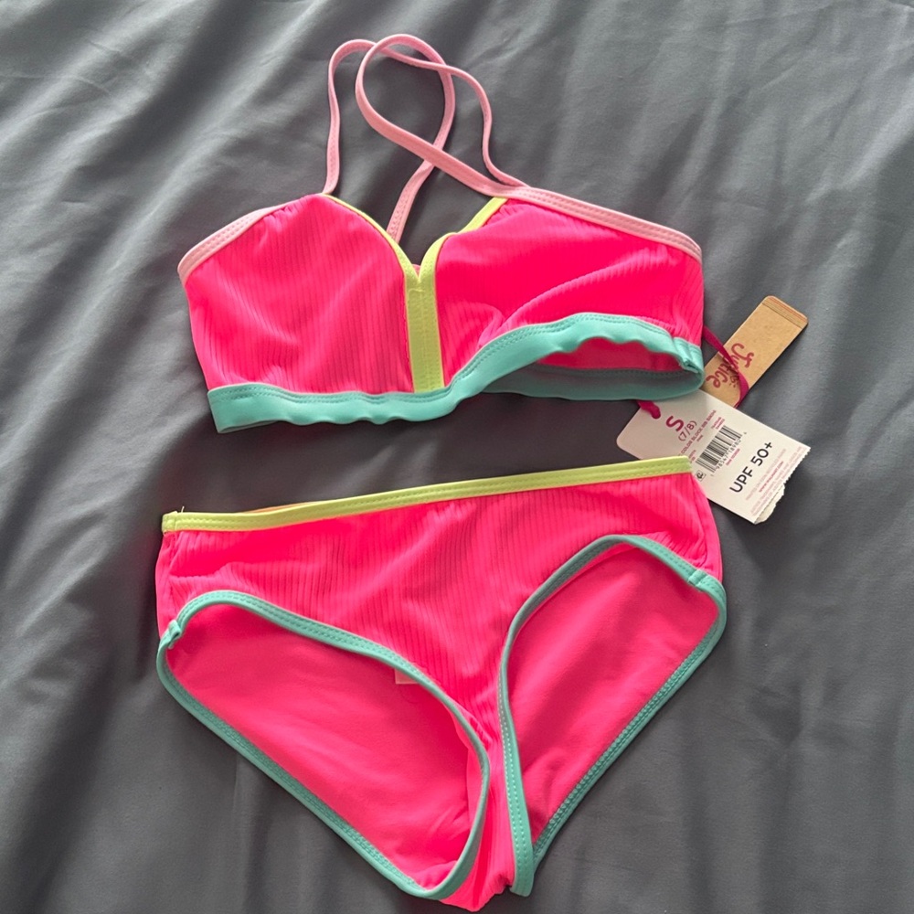 Vibrant Pink and Green Bikini Set